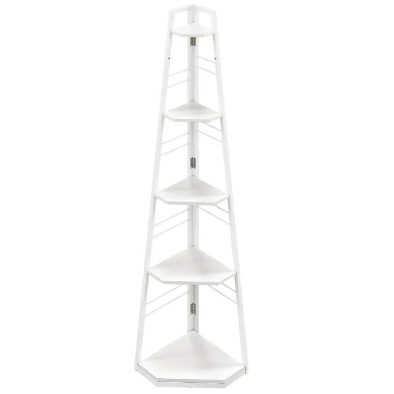 5-Tier Corner Bookshelf - White
