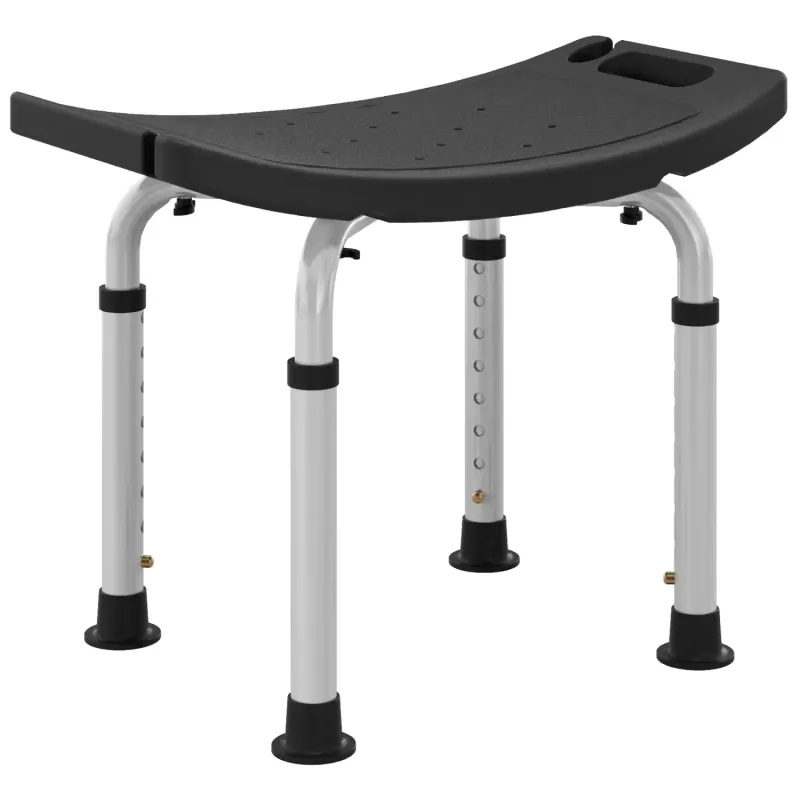 Height Adjustable Aluminium Shower Stool - Black