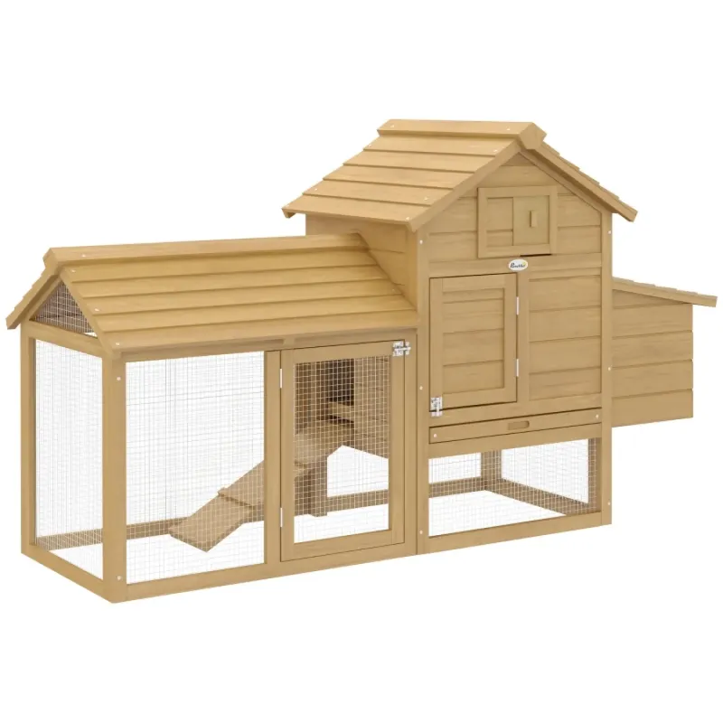 Small Fir Wood Chicken Coop with Run and Nesting Box - 150cm