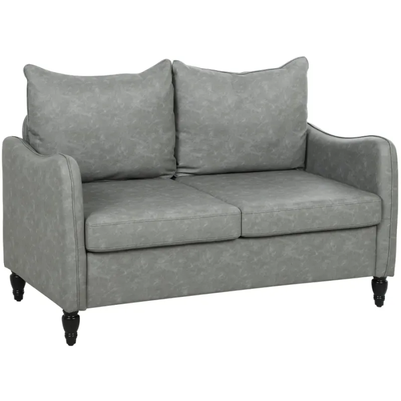  Two-Seater Faux Leather Sofa with Marble-Effect Finish - Grey