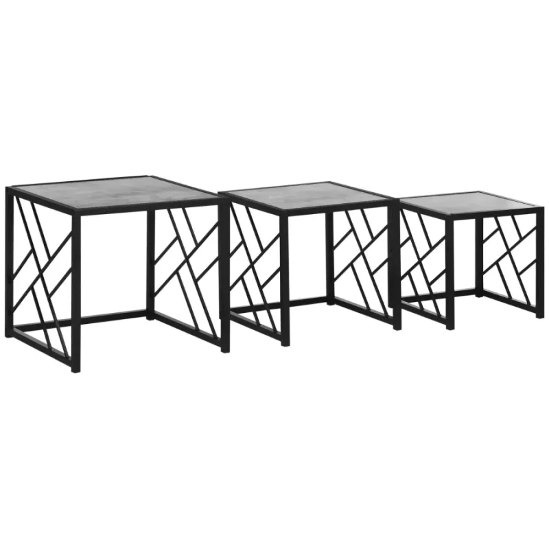 Grey Square Nesting Coffee Tables - Set of 3