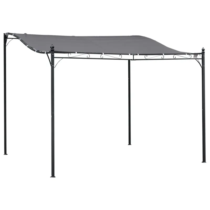 3x3m Freestanding Metal Wall Awning Canopy - Grey