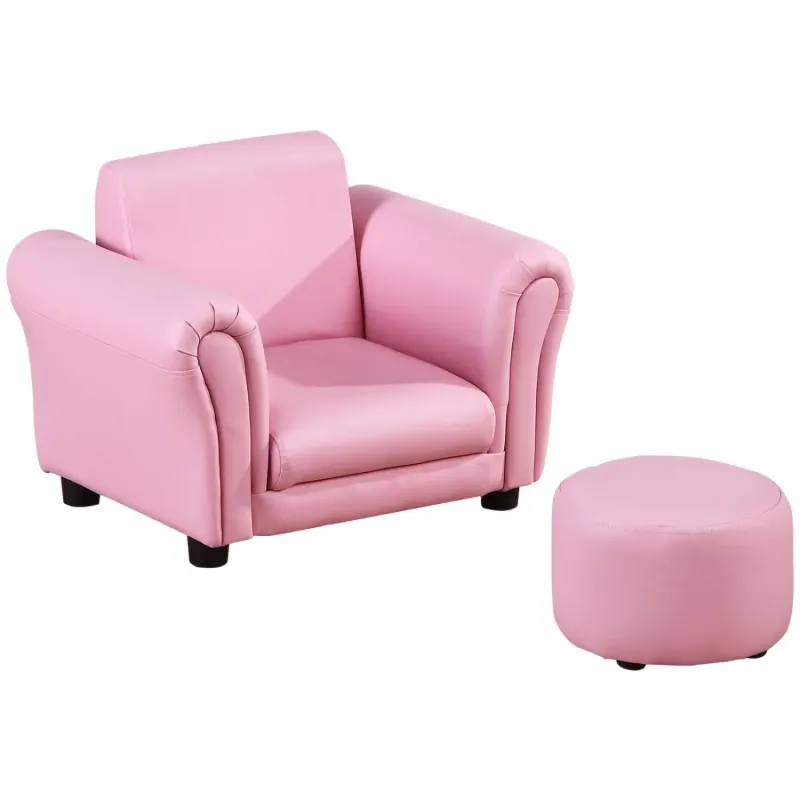 Toddler Armchair and Stool Set, Pink