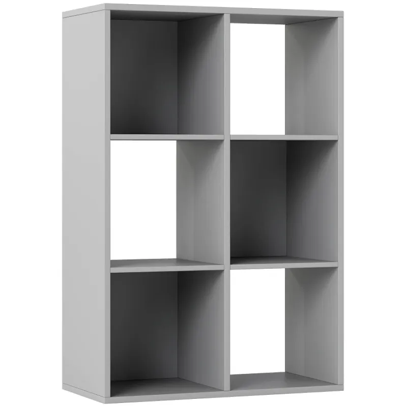 6-Cube Freestanding Storage Unit and Bookshelf - Light Grey