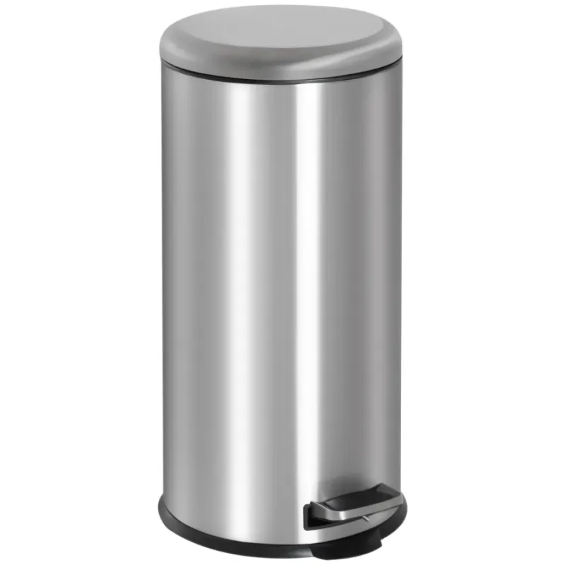 30L Stainless Steel Pedal Bin - Silver