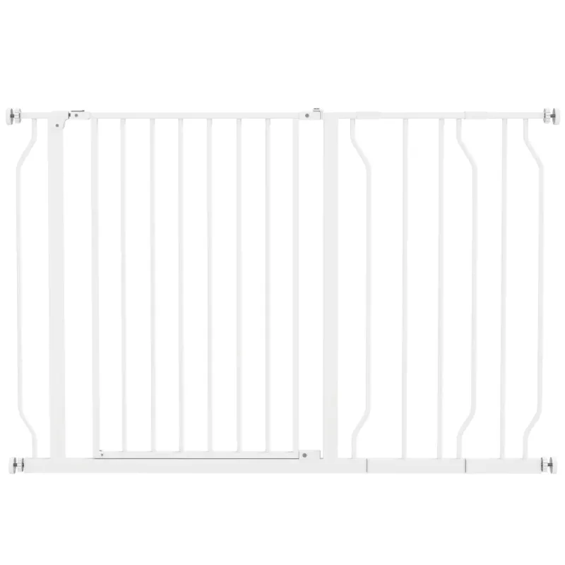 Pressure Fit Extra Wide Dog Safety Gate - Adjustable 75-115cm - White
