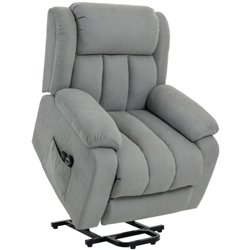  Electric Rise and Recliner Chair with 8-Point Massage - Light Grey