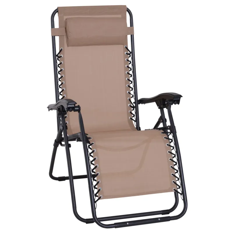Beige Zero Gravity Reclining Garden Sun Lounger