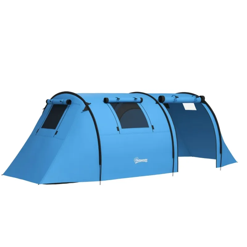 Four Person 2-Room Tunnel Tent - Sky Blue