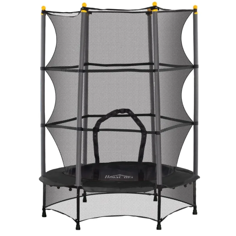 140cm Kids Spring-Free Trampoline with Safety Enclosure - Black