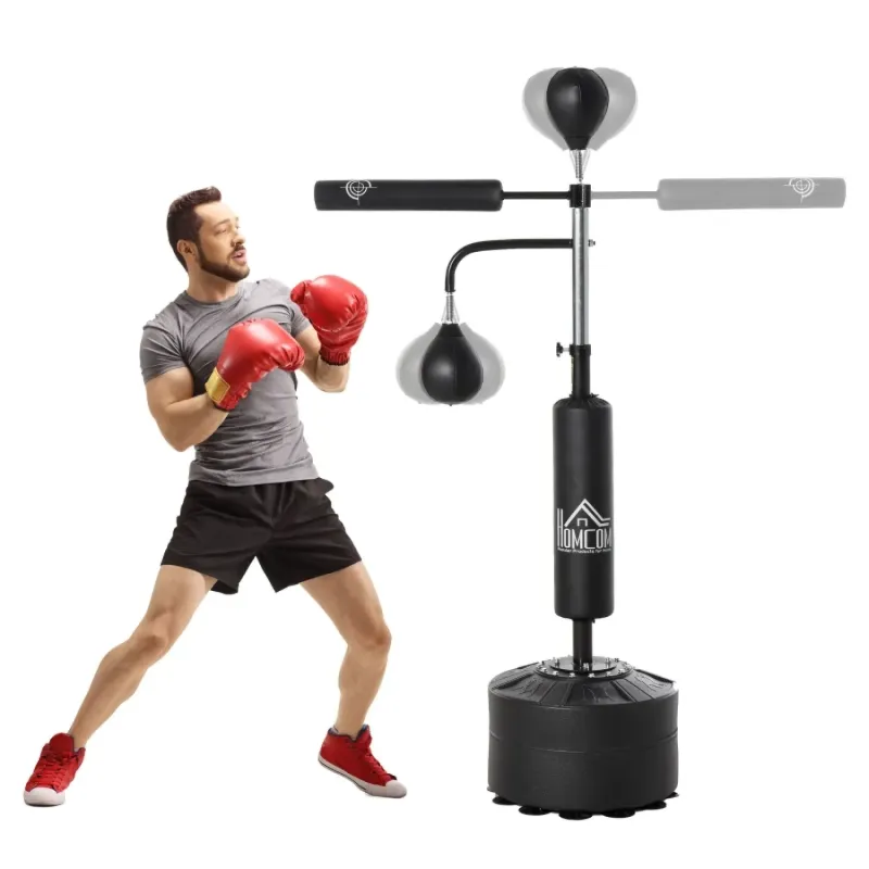 4-in-1 Freestanding Boxing Punch Bag with Reflex Bar & Speed Balls, 160-230cm - Black