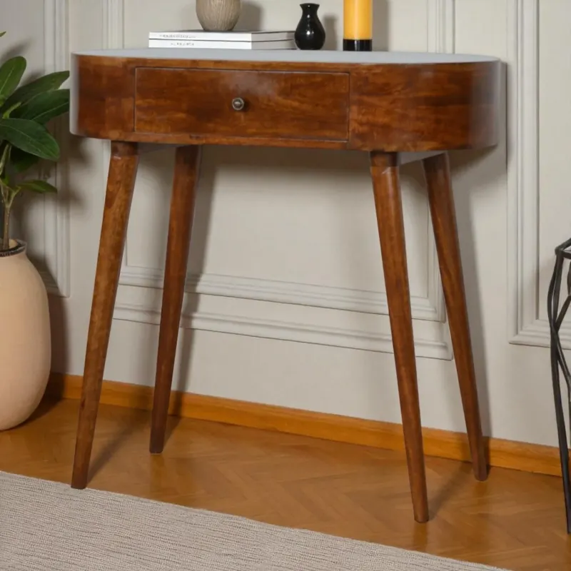 Albion Chestnut Solid Mango Wood Console Table, 1 Drawer