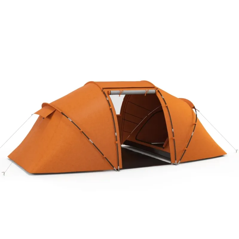 4-6 Person 2-Bedroom Tunnel Camping Tent with Living Area - Orange