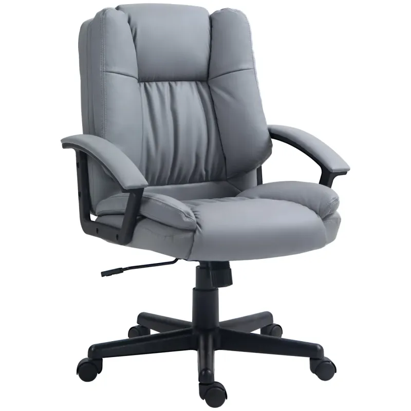Executive Home Office Chair with Faux Leather Upholstery - Light Grey