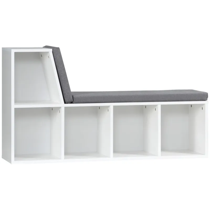 Kids Bookcase with Reading Nook and Cushioned Seat - White