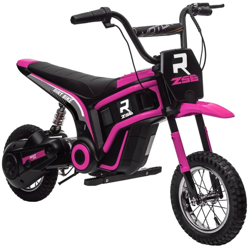 24V Kids Electric Motorbike with 12" Pneumatic Tyres & Twist Grip Throttle - Pink