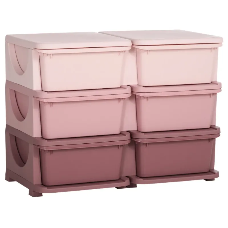 Kids 6 Drawer Storage Unit - Pink