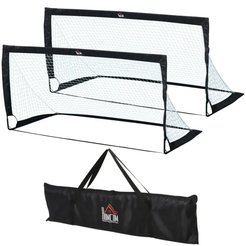 6 x 3 ft Foldable Football Goals (Set of 2) - Black