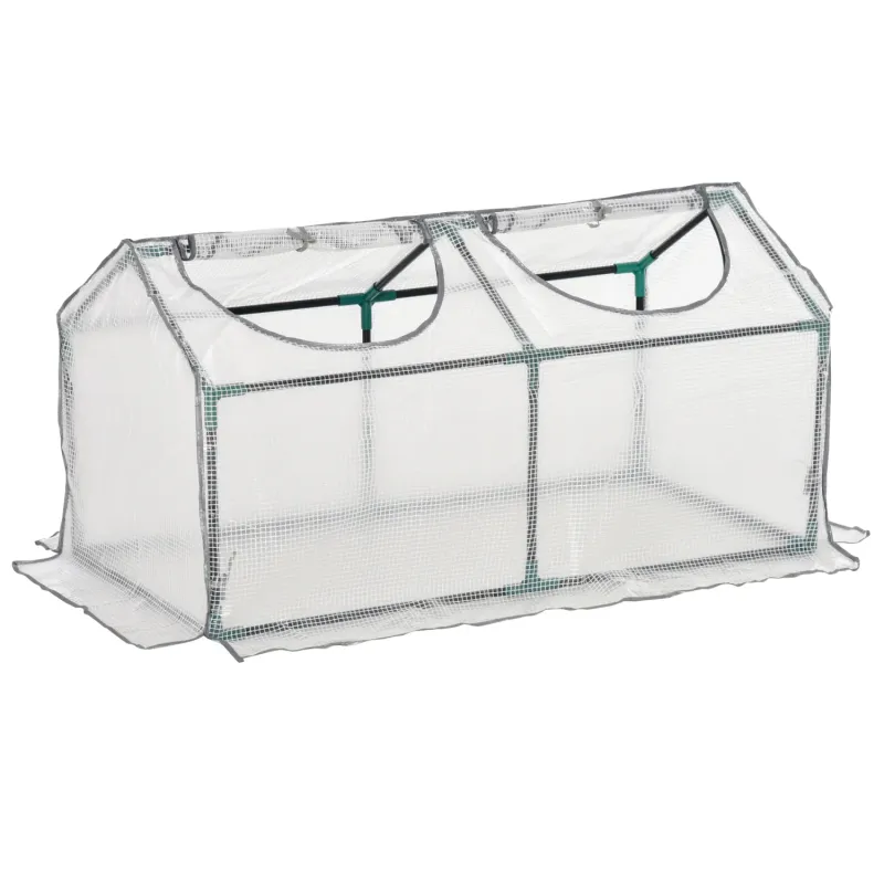 Mini Portable Greenhouse with Two Roll-Up Windows 120 x 60 x 60 cm - White