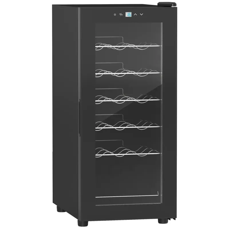 50L Freestanding 18-Bottle Wine Cooler Fridge with Digital Touch Control - Black