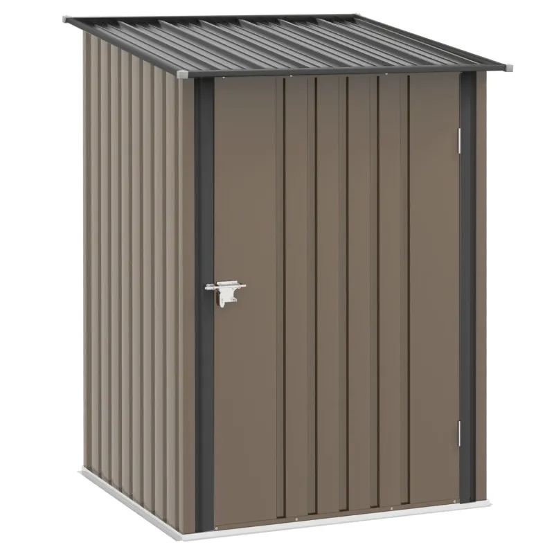 Steel Lean To Garden Shed, 100cm x 103cm, in Brown/Grey, with Locking Door