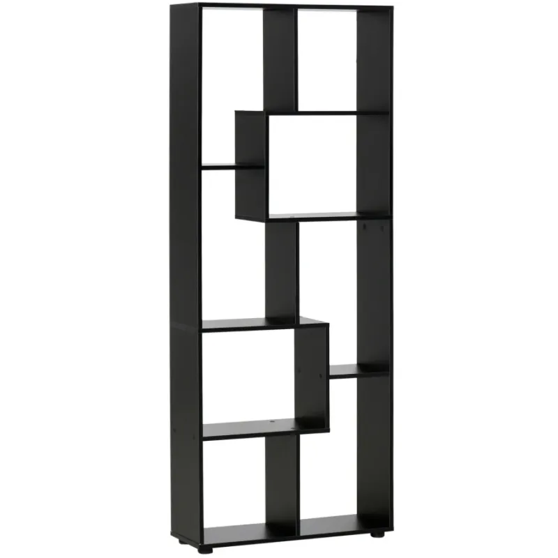 8-Tier Freestanding Bookcase with Melamine Surface - Black