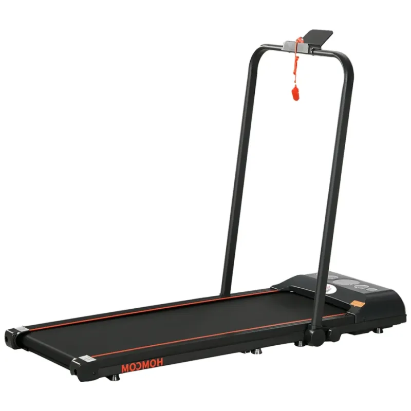 Red Foldable Walking Pad Treadmill with LED Display and 12 Speed Levels