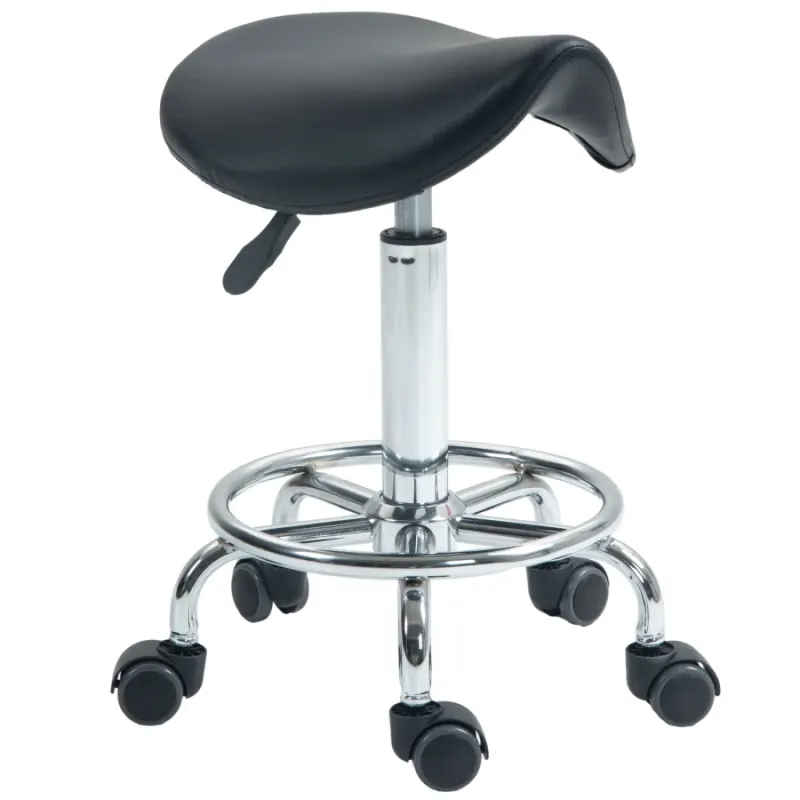 Salon Saddle Stool with Adjustable Height, Black