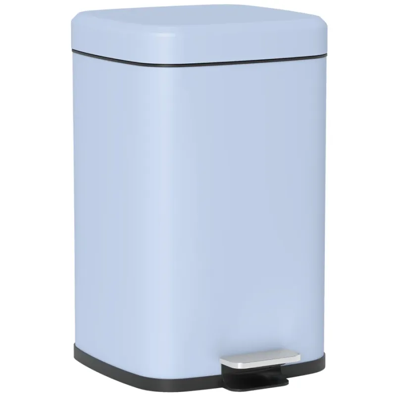 20L Cubic Metal Kitchen Bin with Soft Close Lid - Light Blue