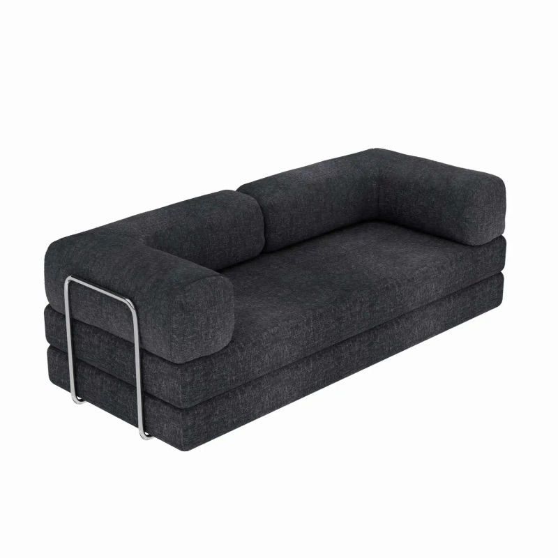 Chenille Sofa Bed, 208cm, in Dark Grey, with King Size Sleeper Function
