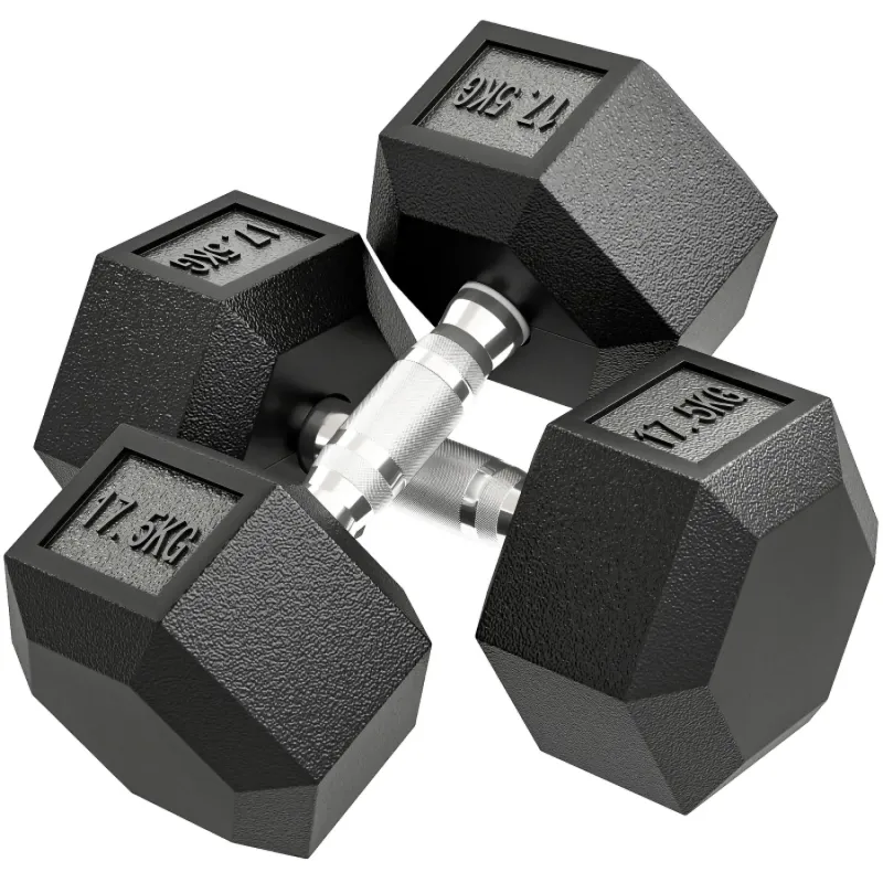 35kg Rubber Hex Dumbbell Pair - Heavyweight Strength Training Set