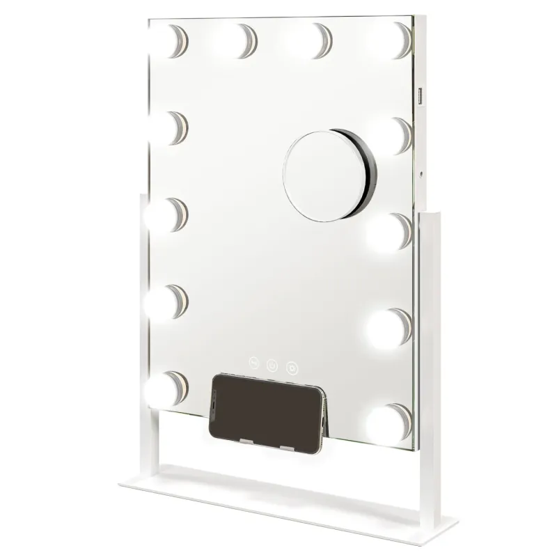 12 LED Tabletop Makeup Mirror with USB Charging and 10x Magnification