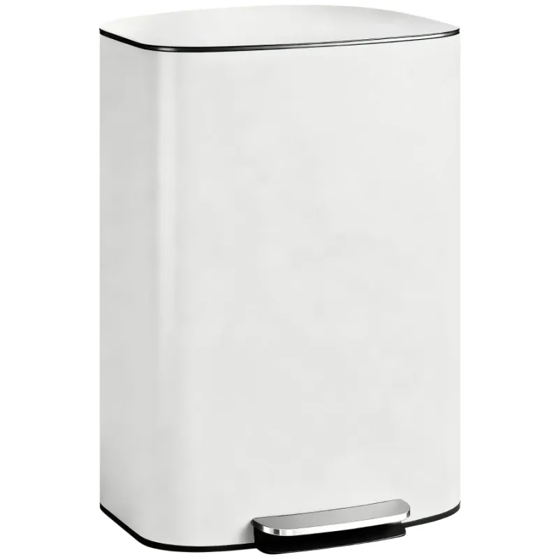  50L Stainless Steel Kitchen Pedal Bin with Soft-Close Lid - Cream