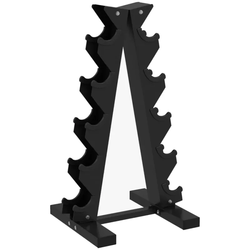 5-Tier Steel A-Frame Dumbbell Storage Rack - Black