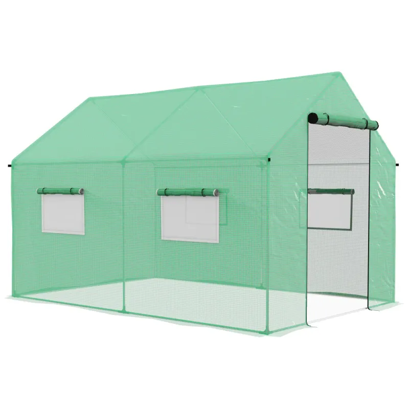 2 x 3m Polyethylene Walk-in Polytunnel Greenhouse - Green
