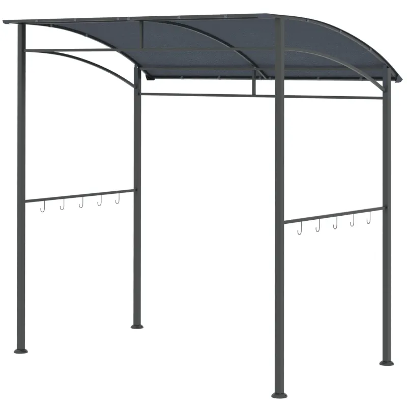 2.2m x 1.5m BBQ Grill Gazebo with 10 Utensil Hooks - Grey