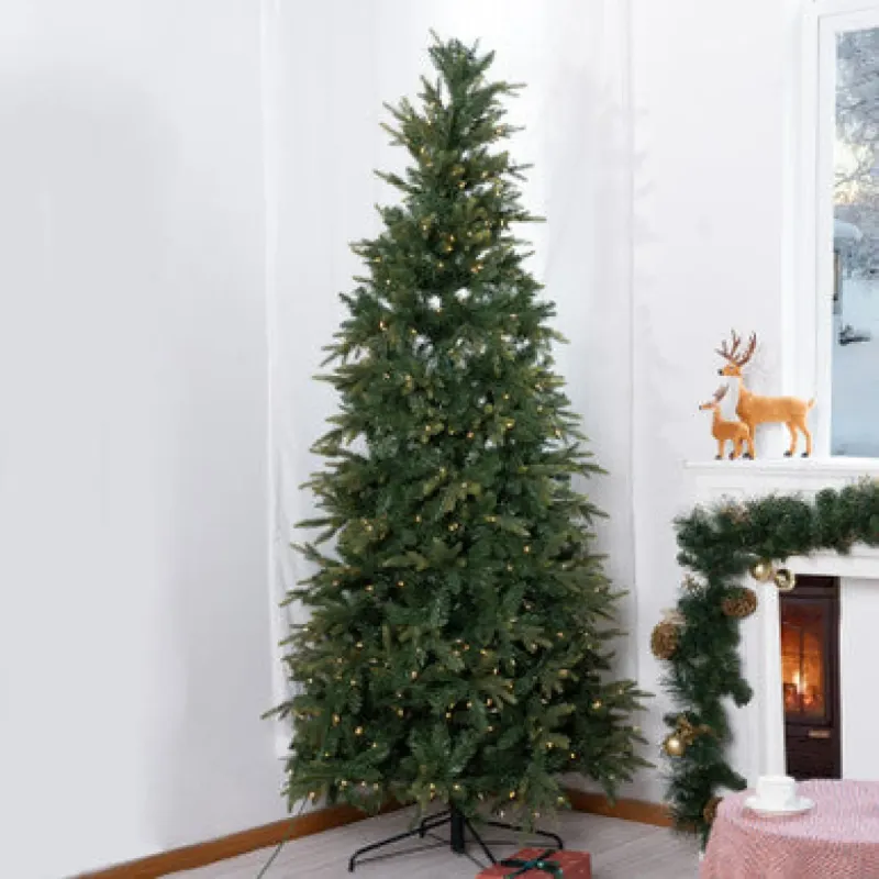6.5ft Pre-Lit Slim Artificial Pine Christmas Tree with 1,000 Tips
