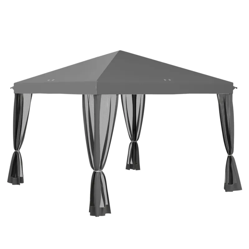 3m x 3m Pop Up Gazebo with Removable Mesh Sides - Light Grey