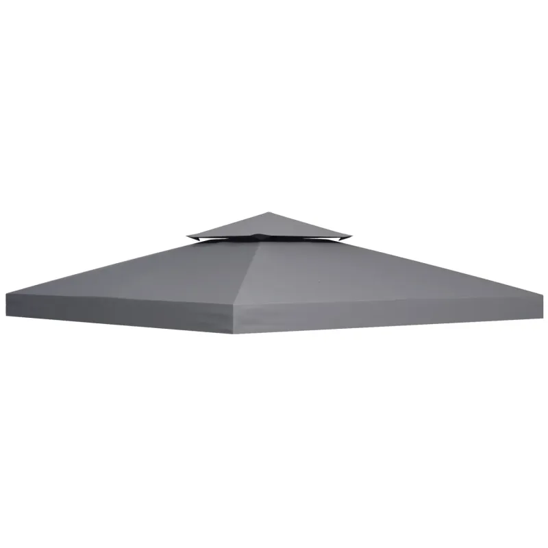 3m x 3m Gazebo Replacement Canopy Double Tier - Deep Grey
