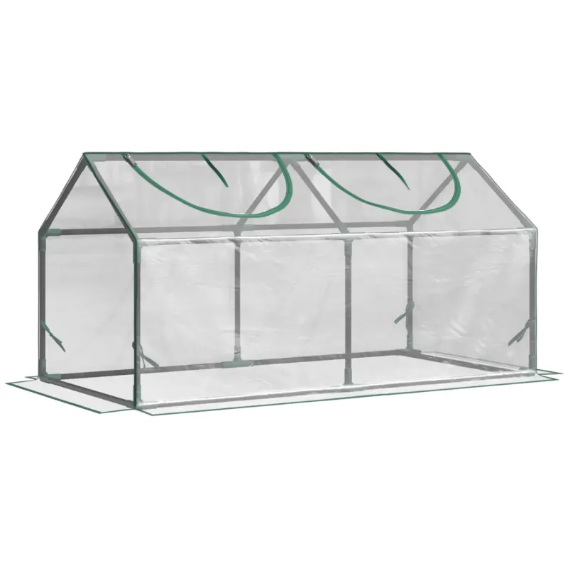 120 x 60cm Mini Portable Greenhouse with Twin Zipped Windows - Clear