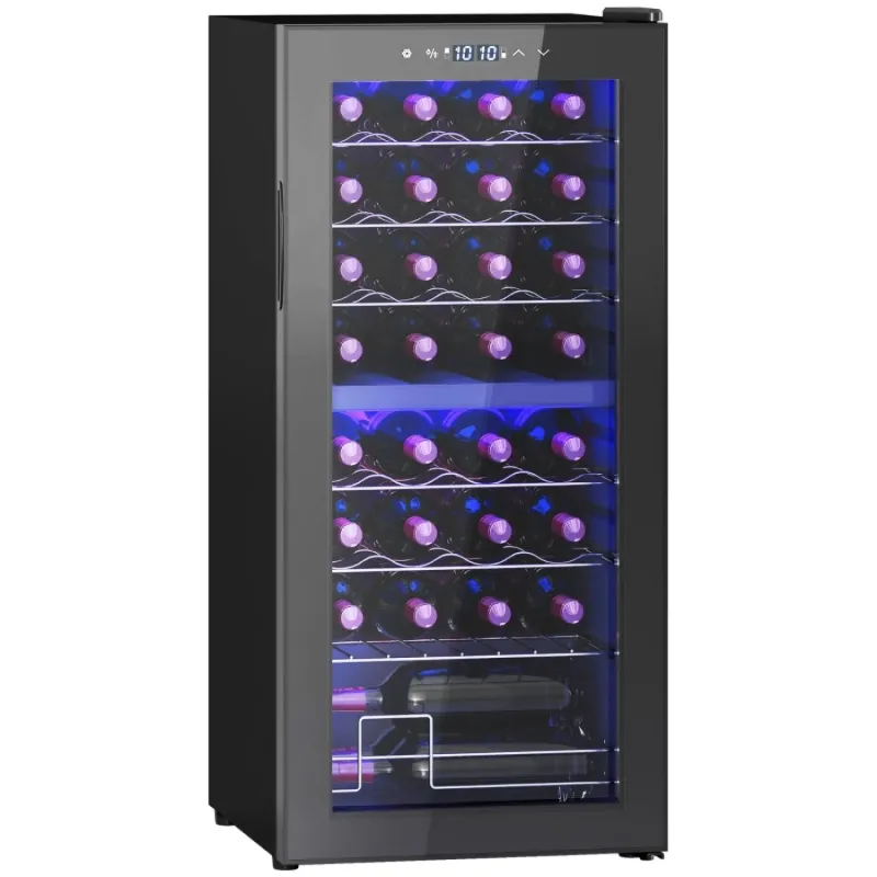 32 Bottle Dual Zone Wine Fridge in Black