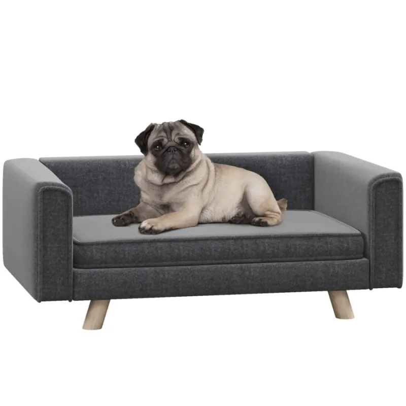 Elevated Grey Dog Sofa Bed with Removable Washable Cushion