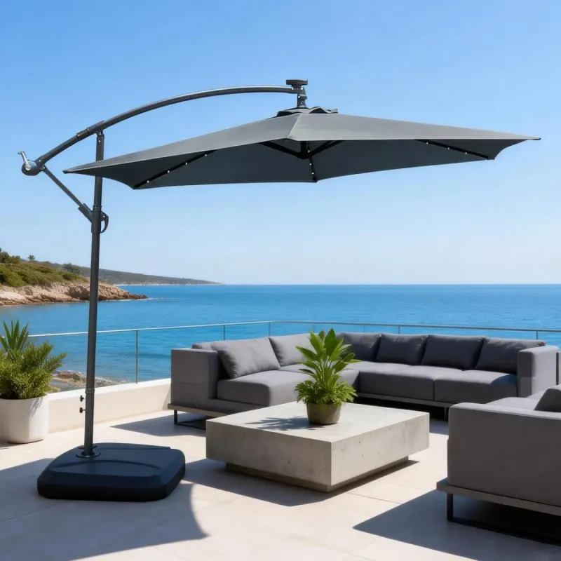 LED Banana Cantilever Parasol with Tilt & Crank Operation