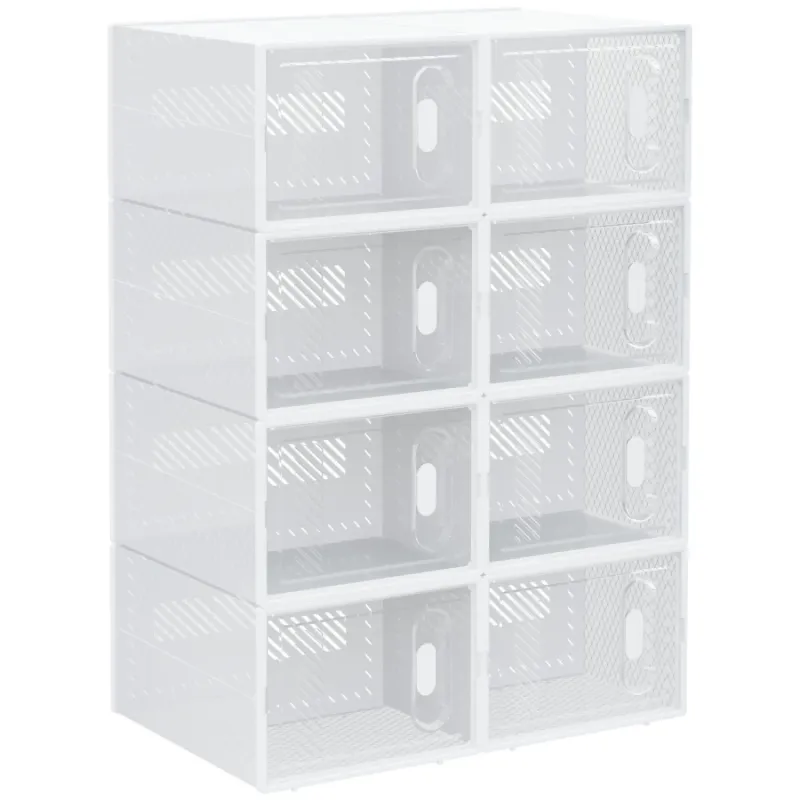 8-Piece Stackable Clear Shoe Storage Boxes with Magnetic Doors