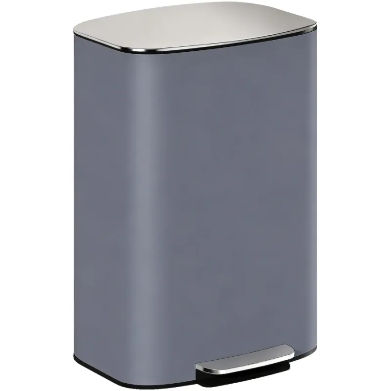  50L Soft-Close Kitchen Pedal Bin with Removable Inner Bucket - Grey
