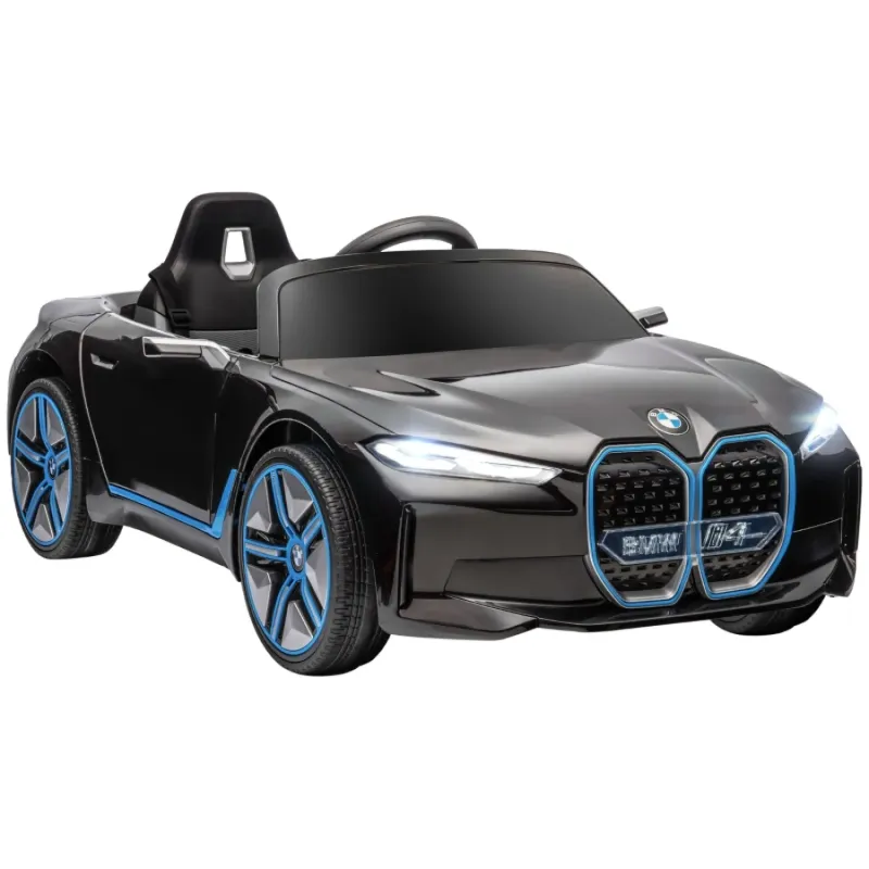 BMW i4 Licensed 12V Kids Electric Ride-On Car with Remote Control - Black