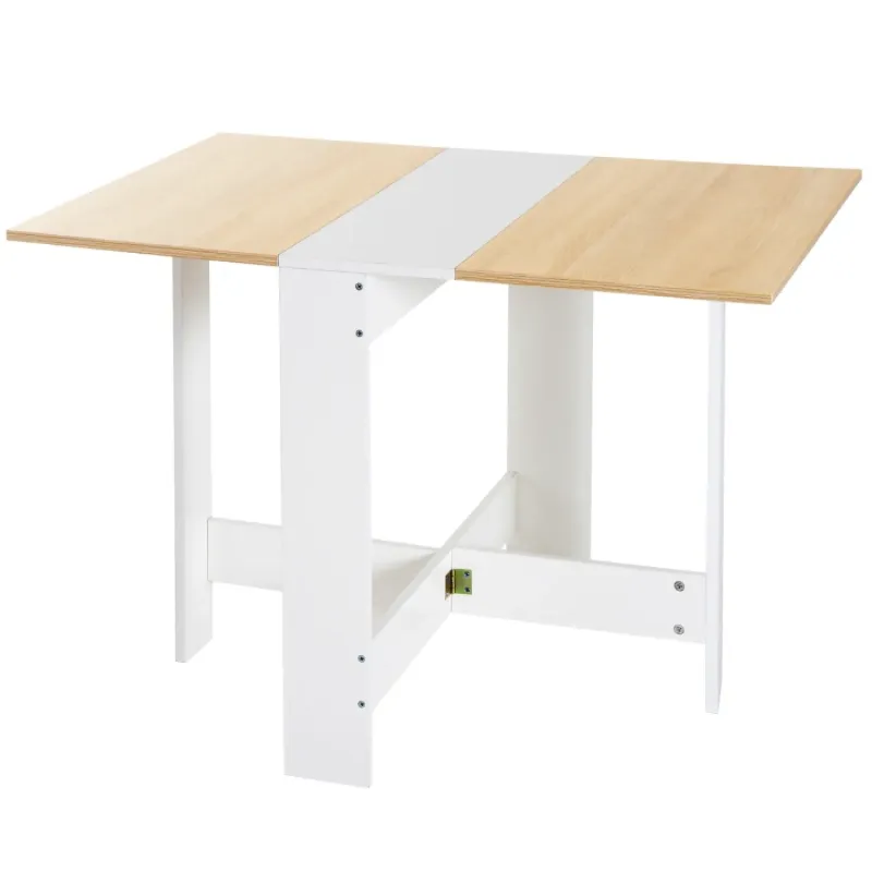 Oak & White Folding Drop-Leaf Dining Table and Desk