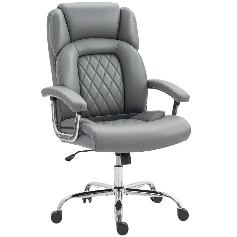  Heavy Duty Big and Tall Office Chair - 180kg Capacity, Grey PU Leather