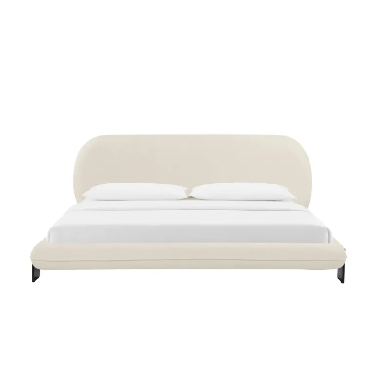 Ophelia King Bed Frame in Cream Faux Wool
