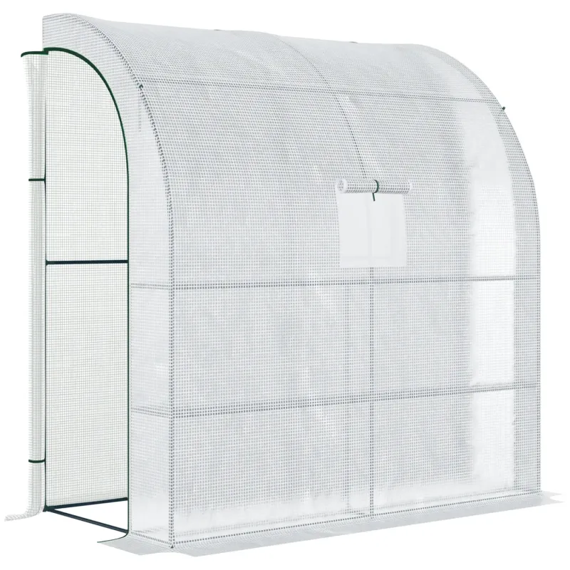 3-Tier Walk-In Lean-to Greenhouse with 4 Shelves - 200 x 100 x 215cm, White